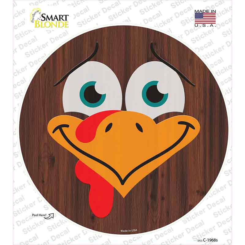 Turkey Face Novelty Circle Sticker Decal