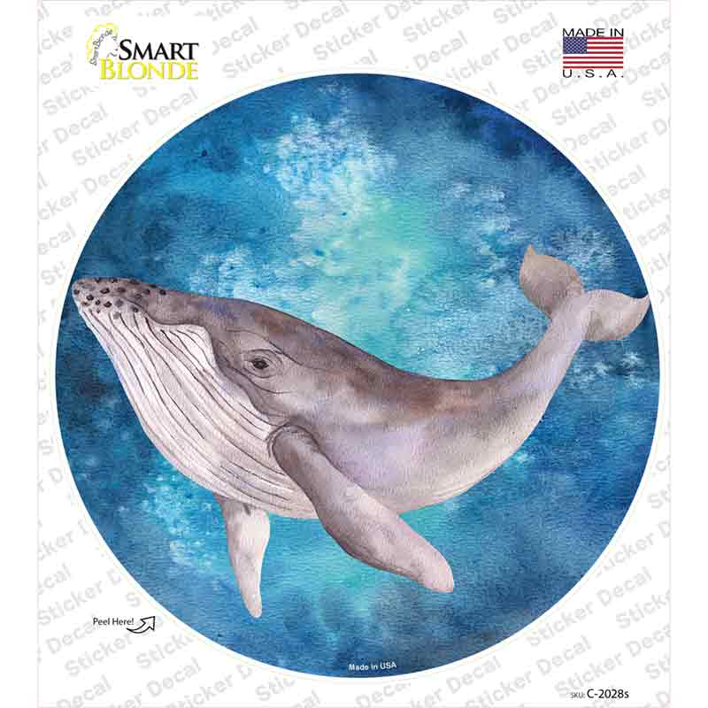 Humpback Whale Blue Novelty Circle Sticker Decal