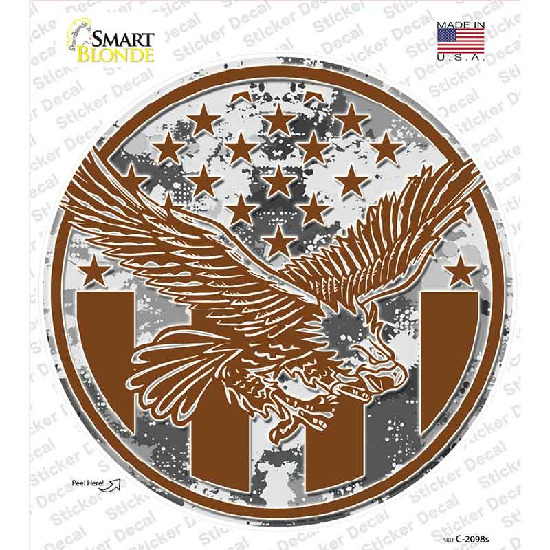Eagle with American Flag Novelty Circle Sticker Decal C-2098s