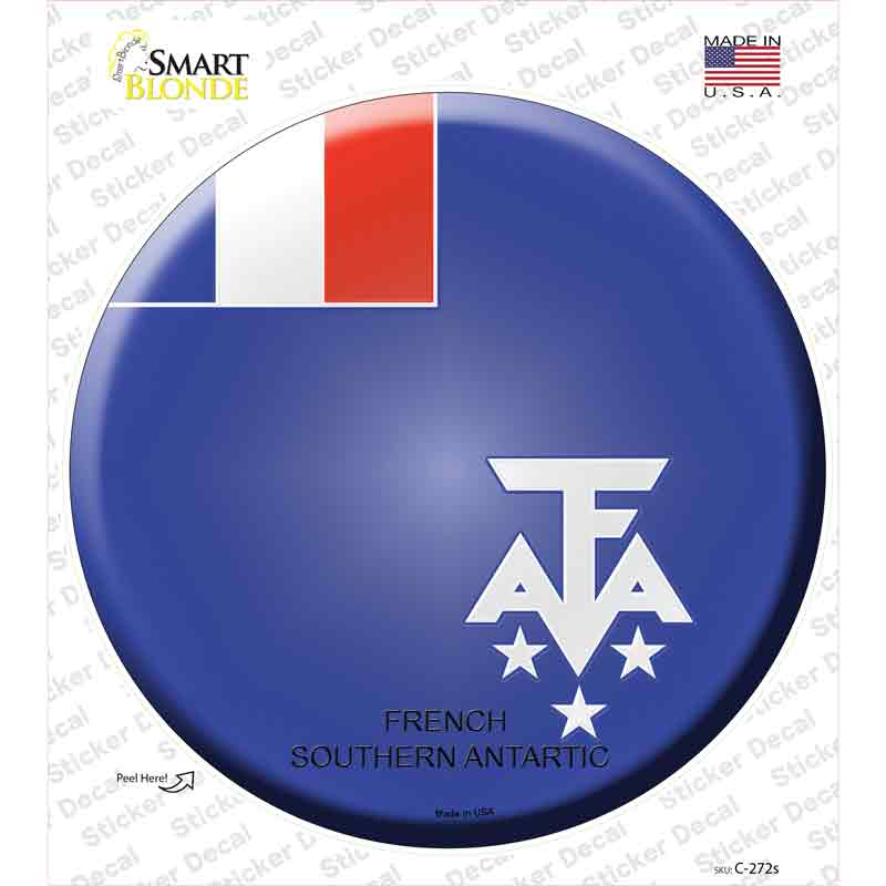 French Southern Antarctic Country Novelty Circle Sticker Decal