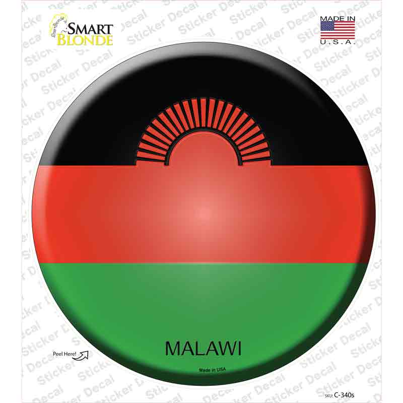 Malawi Country Novelty Circle Sticker Decal