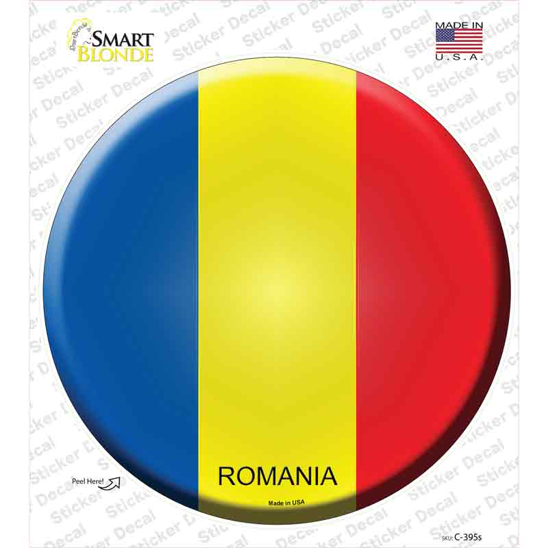 Romania Country Novelty Circle Sticker Decal