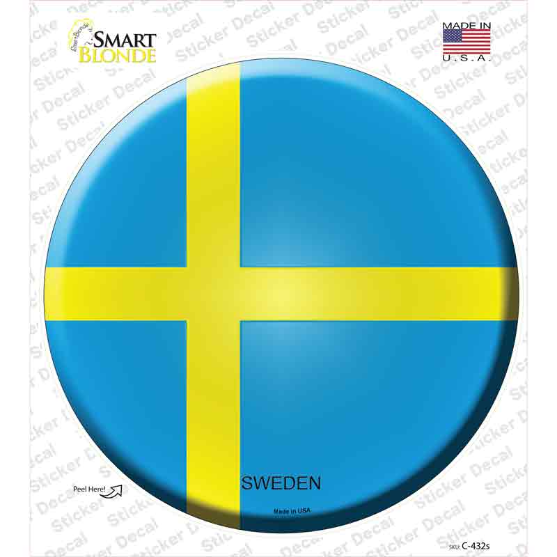 Sweden Country Novelty Circle Sticker Decal