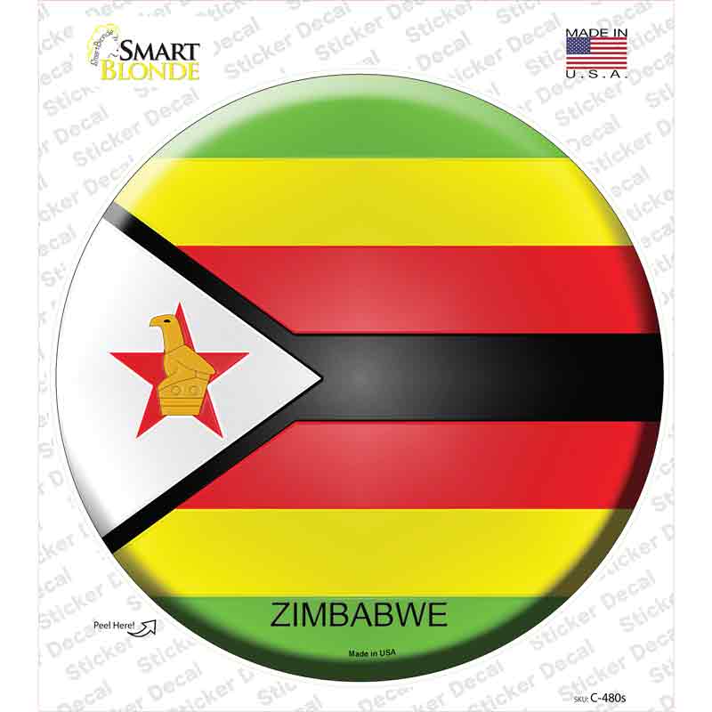 Zimbabwe Country Novelty Circle Sticker Decal