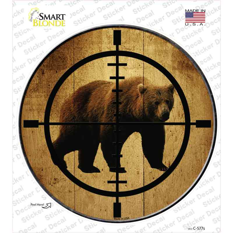 Bear Hunter Novelty Circle Sticker Decal