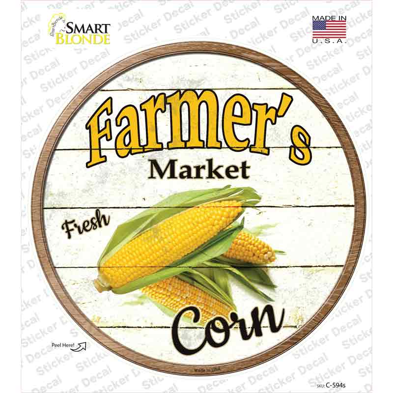 Farmers Market Corn Novelty Circle Sticker Decal