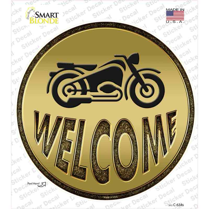 Welcome With Motorcycle Novelty Circle Sticker Decal