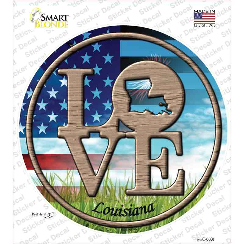 Love Louisiana Novelty Circle Sticker Decal