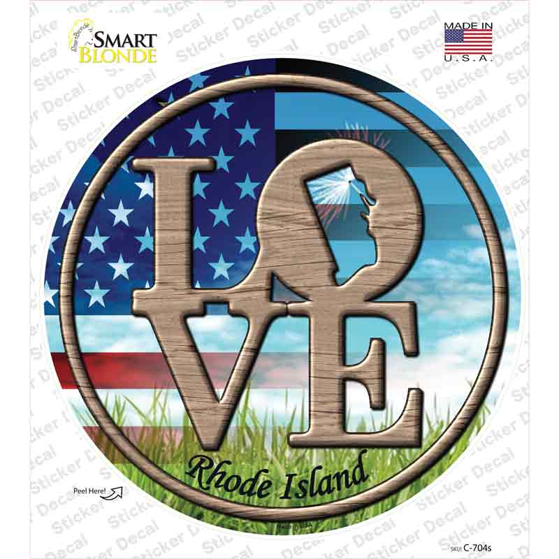 Love Rhode Island Novelty Circle Sticker Decal
