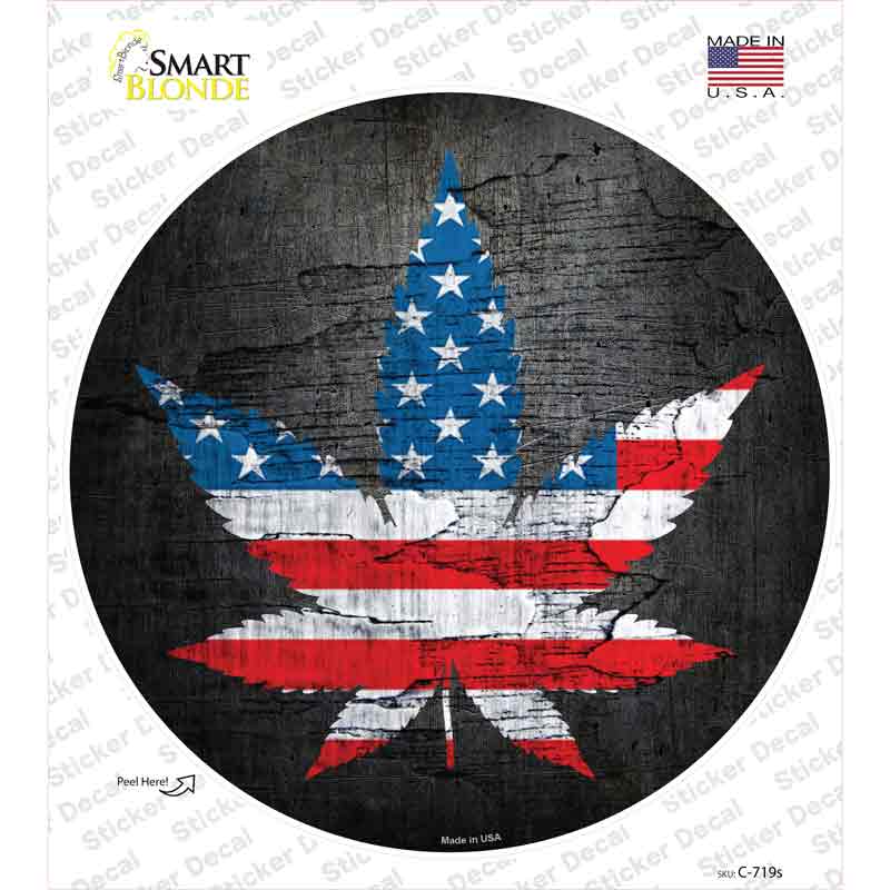American Pot Novelty Circle Sticker Decal