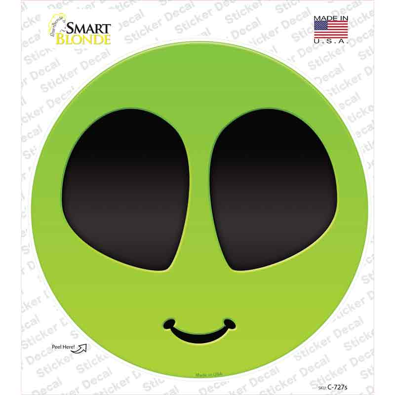Alien Smile Face Novelty Circle Sticker Decal