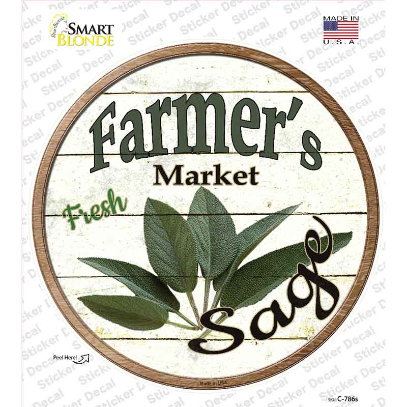 Farmers Market Sage Novelty Circle Sticker Decal