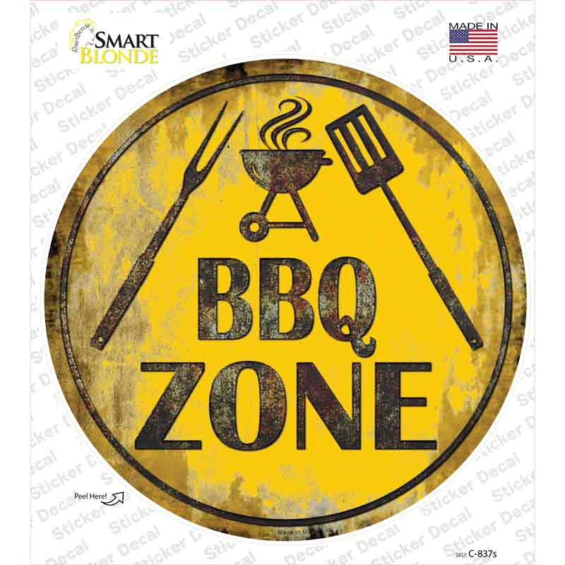BBQ Zone Novelty Circle Sticker Decal