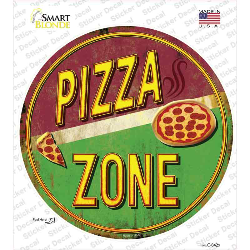 Pizza Zone Novelty Circle Sticker Decal