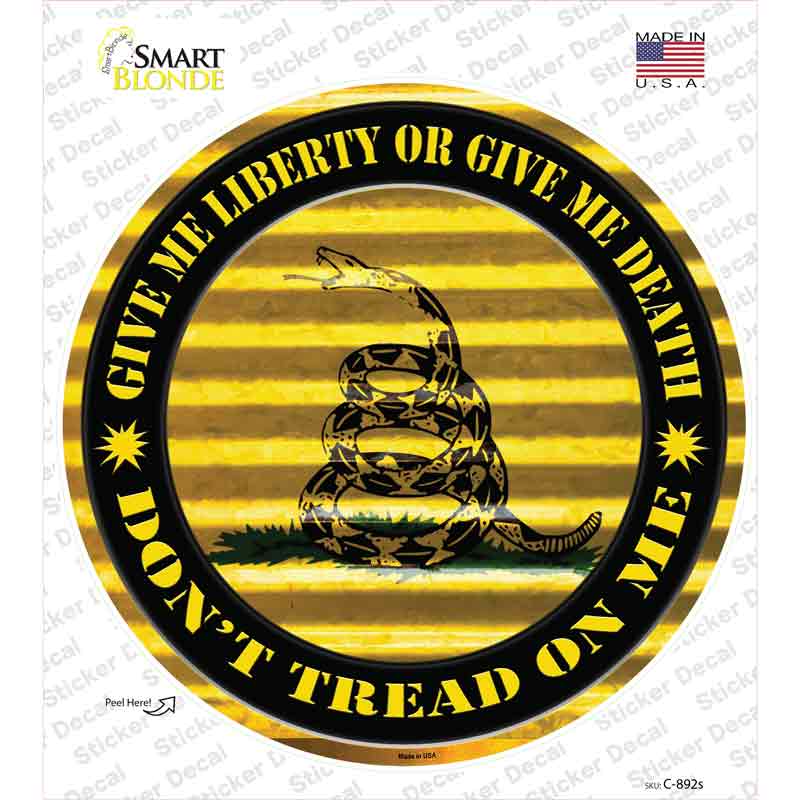 Dont Tread On Me Yellow Novelty Circle Sticker Decal