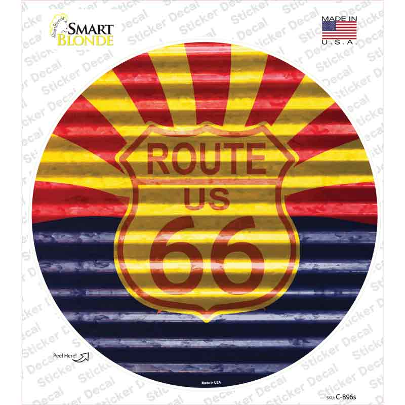 Route 66 Arizona Flag Novelty Circle Sticker Decal