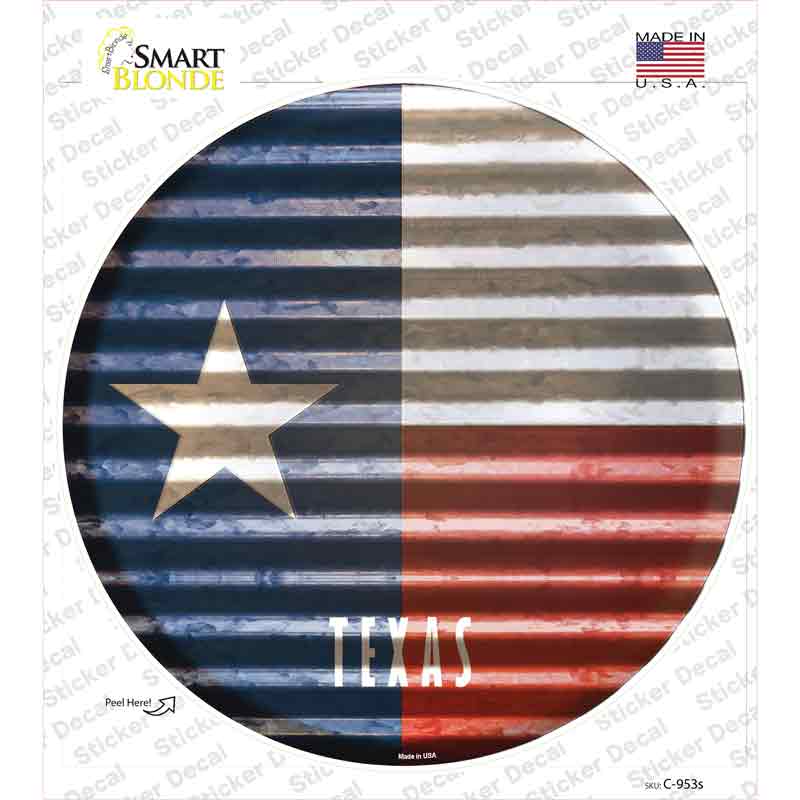 Texas Flag Corrugated Novelty Circle Sticker Decal