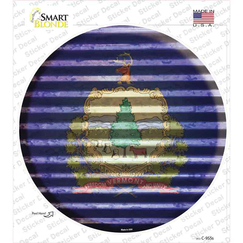 Vermont Flag Corrugated Novelty Circle Sticker Decal