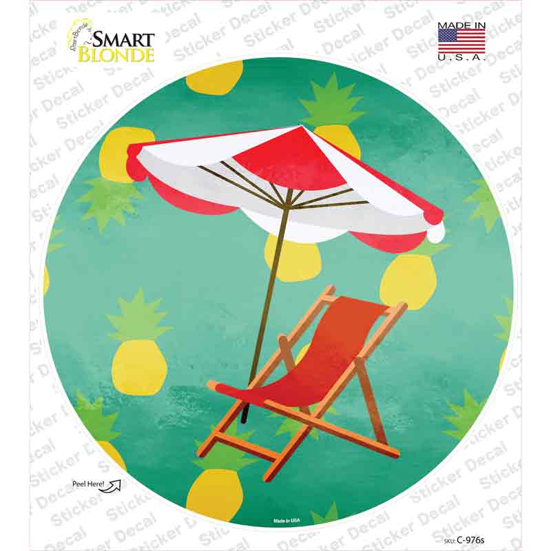 Chair and Umbrella Novelty Circle Sticker Decal