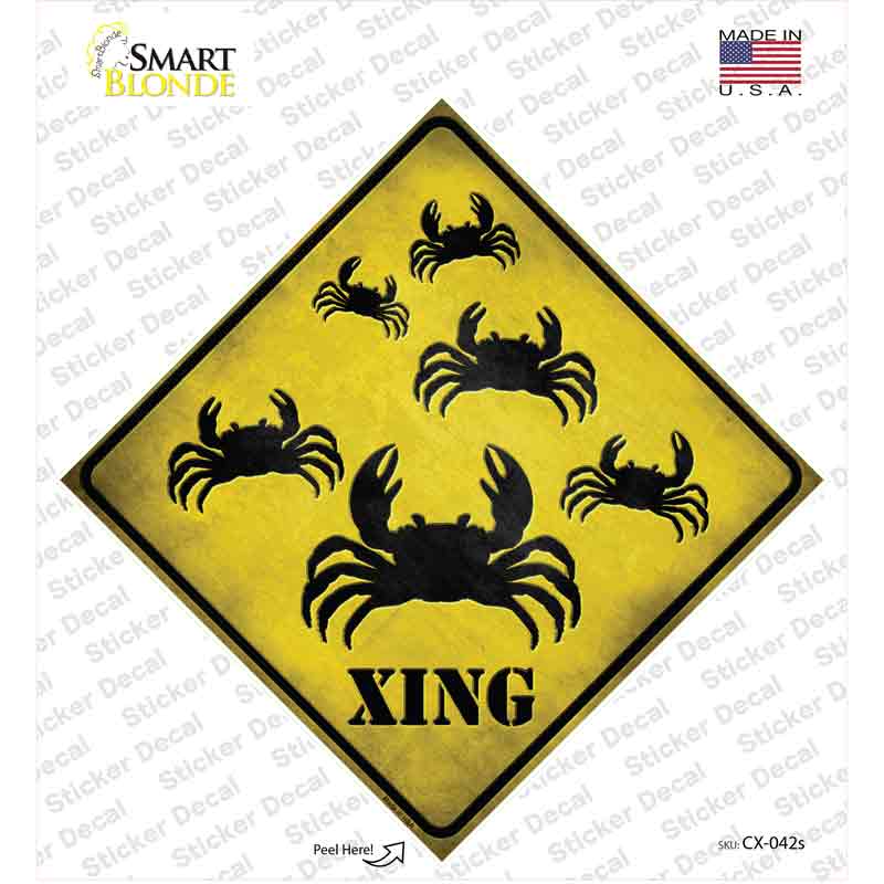 Crab Xing Novelty Diamond Sticker Decal