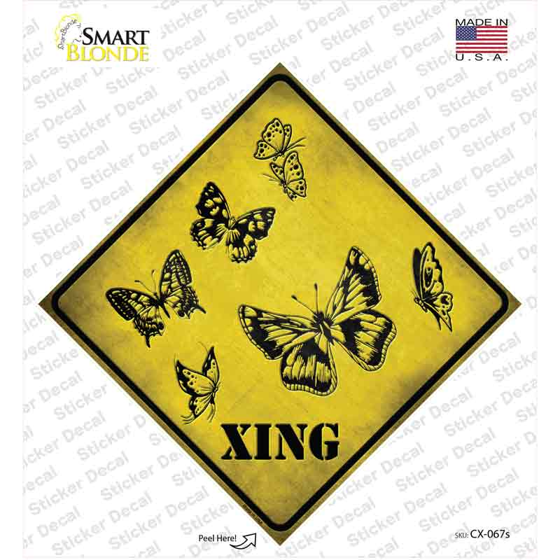 Butterflies Xing Novelty Diamond Sticker Decal
