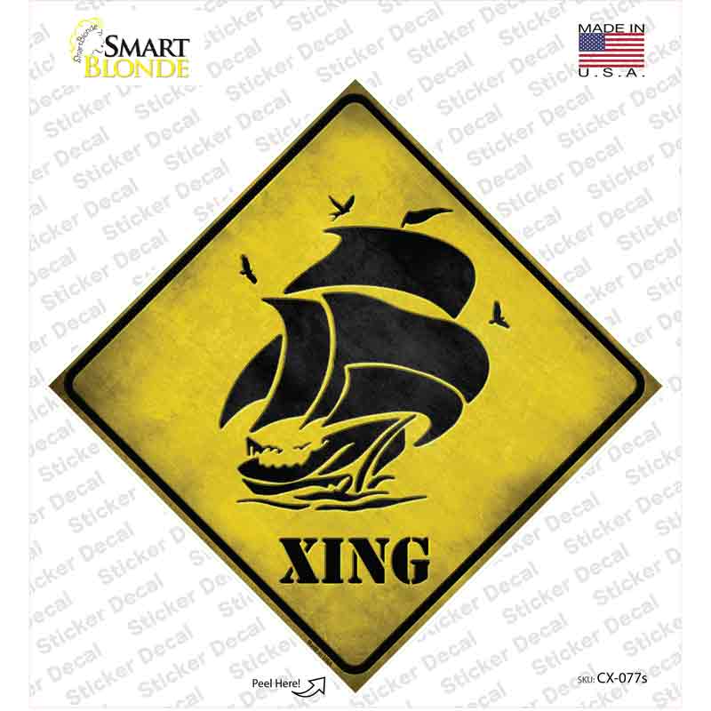 Sailboat Xing Novelty Diamond Sticker Decal