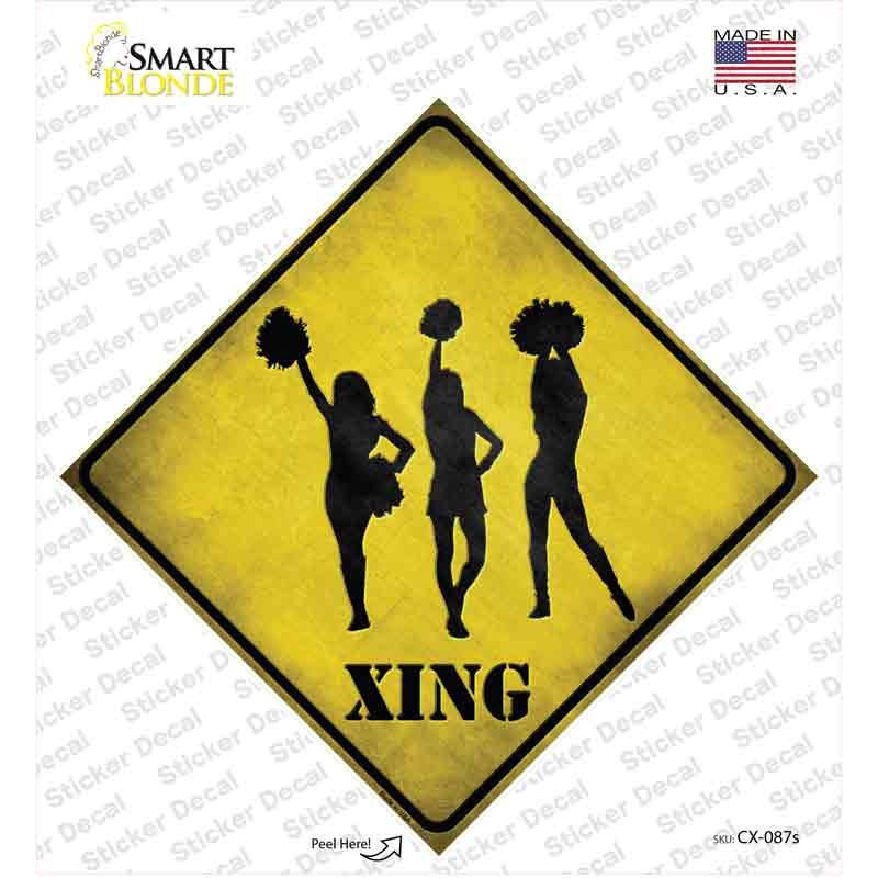 Cheerleaders Xing Novelty Diamond Sticker Decal
