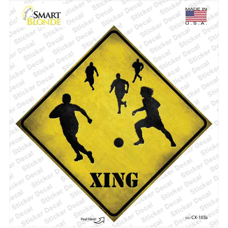 Soccer Xing Novelty Diamond Sticker Decal