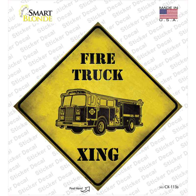 Fire Truck Xing Novelty Diamond Sticker Decal