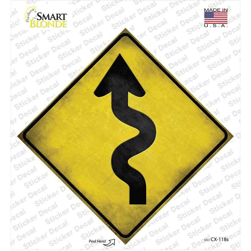 Curved Road Novelty Diamond Sticker Decal