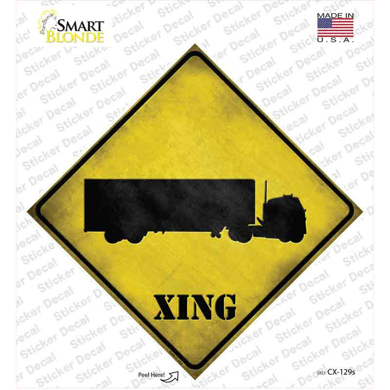 Semi Truck Xing Novelty Diamond Sticker Decal