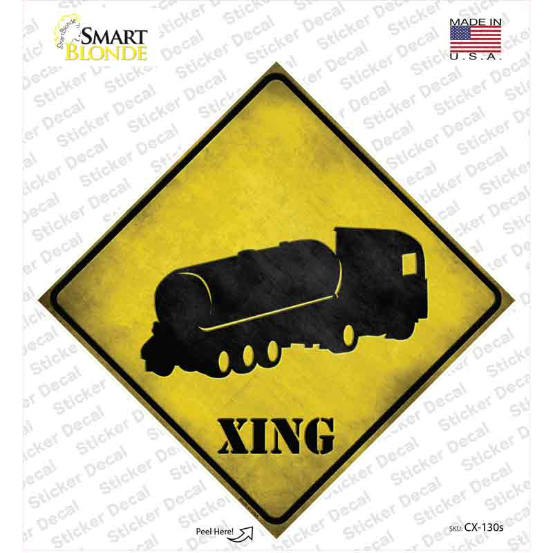 Tank Truck Xing Novelty Diamond Sticker Decal