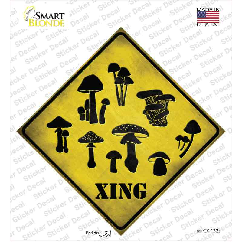 Mushrooms Xing Novelty Diamond Sticker Decal