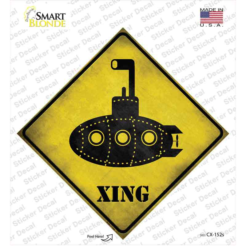Cartoon Submarine Xing Novelty Diamond Sticker Decal