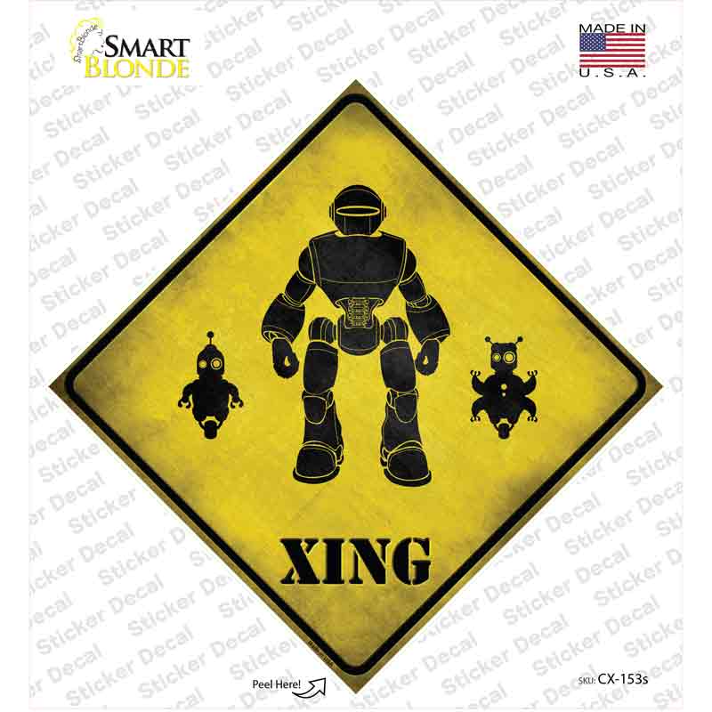 Robots Xing Novelty Diamond Sticker Decal