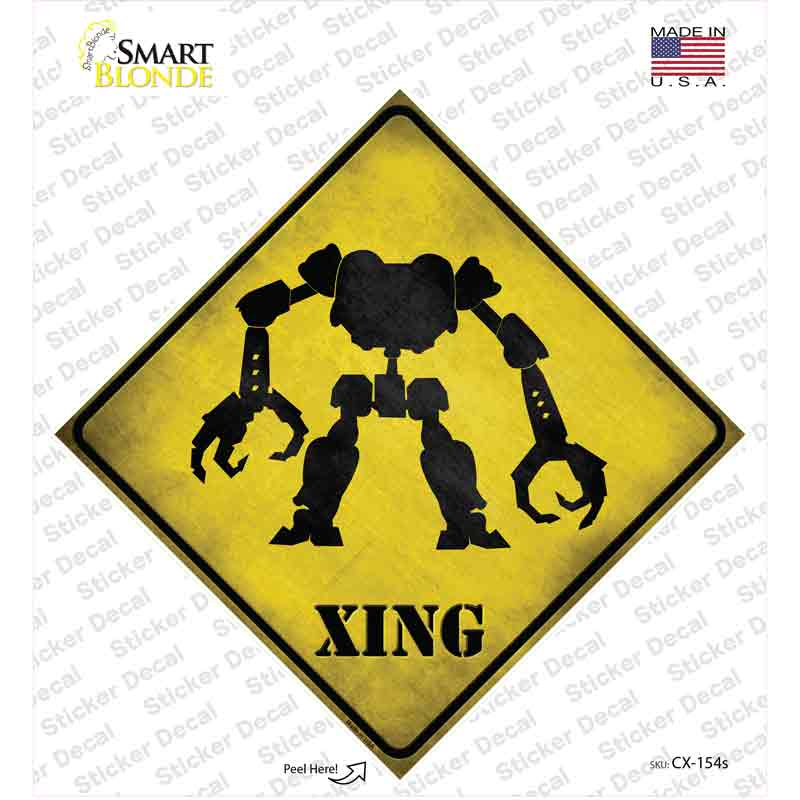 Menacing Robot Xing Novelty Diamond Sticker Decal