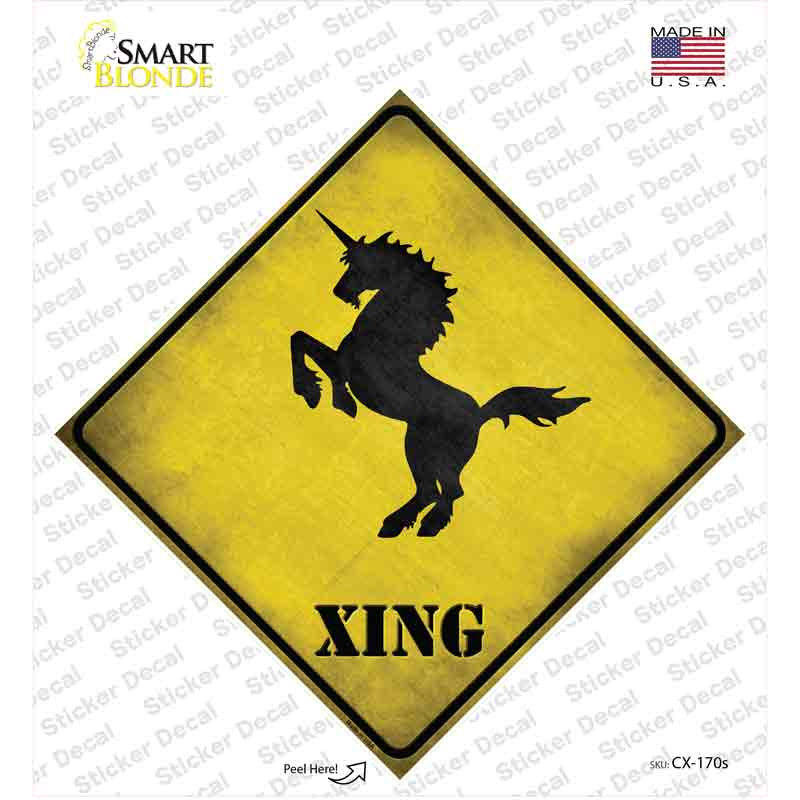 Unicorn Rearing Xing Novelty Diamond Sticker Decal