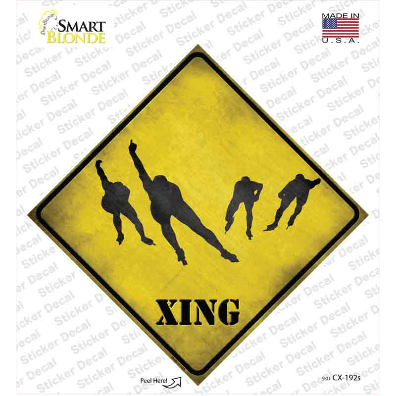 Speed Skating Group Xing Novelty Diamond Sticker Decal