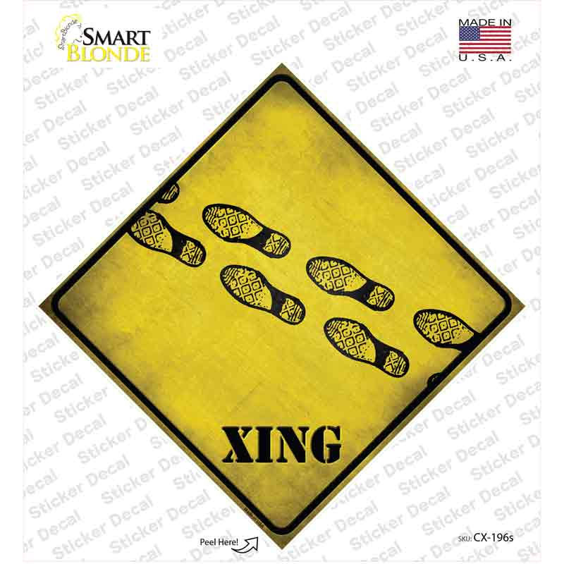 Footprints Xing Novelty Diamond Sticker Decal