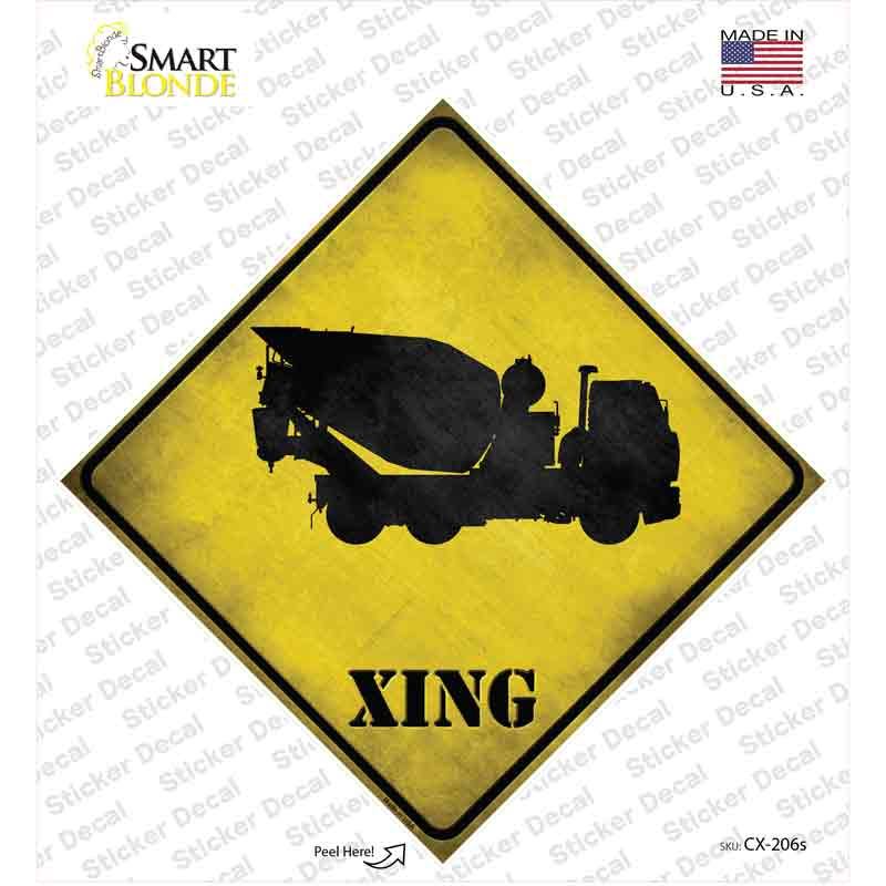 Cement Mixer Xing Novelty Diamond Sticker Decal