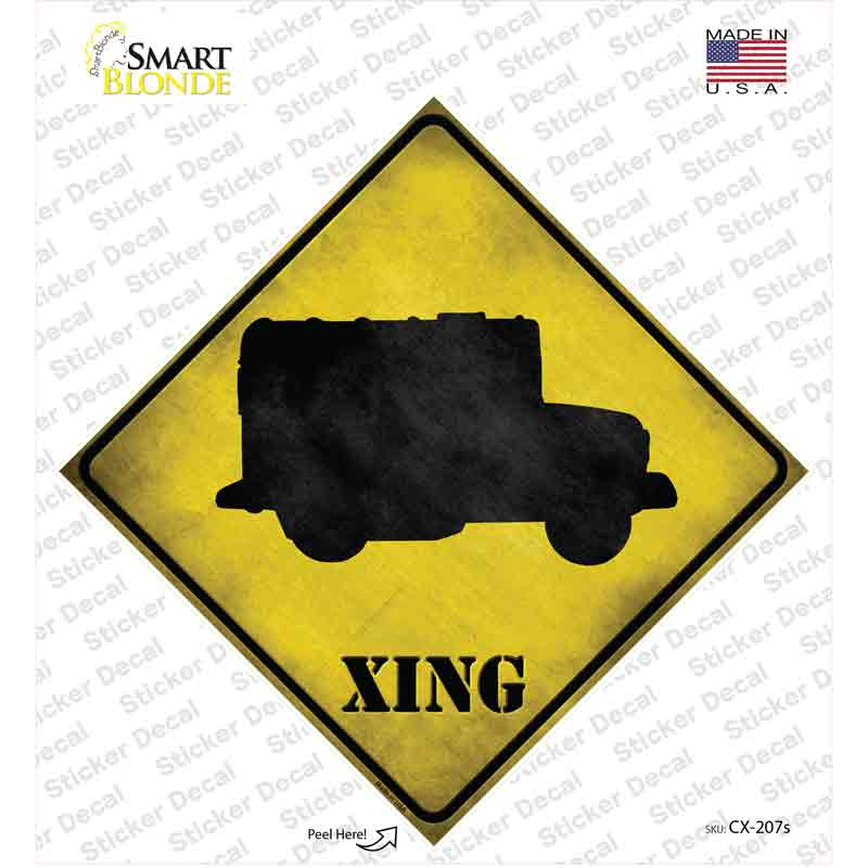 Military Truck Xing Novelty Diamond Sticker Decal