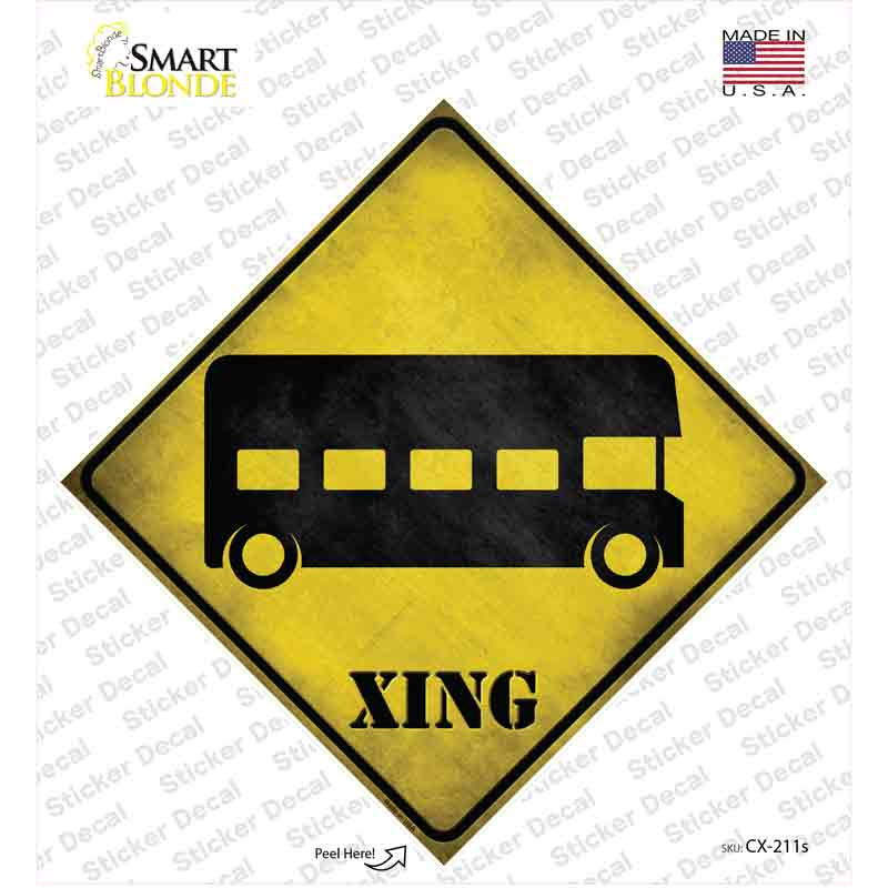Double-Decker Bus Xing Novelty Diamond Sticker Decal