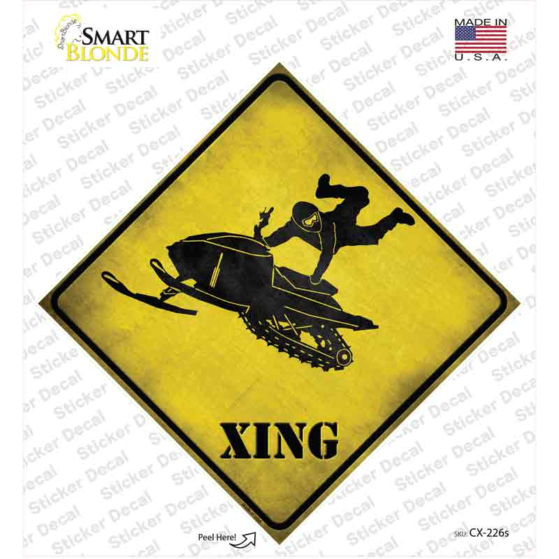 Extreme Snow Mobile Riding Xing Novelty Diamond Sticker Decal