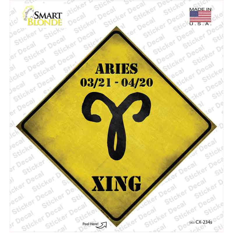 Aries Zodiac Symbol Xing Novelty Diamond Sticker Decal