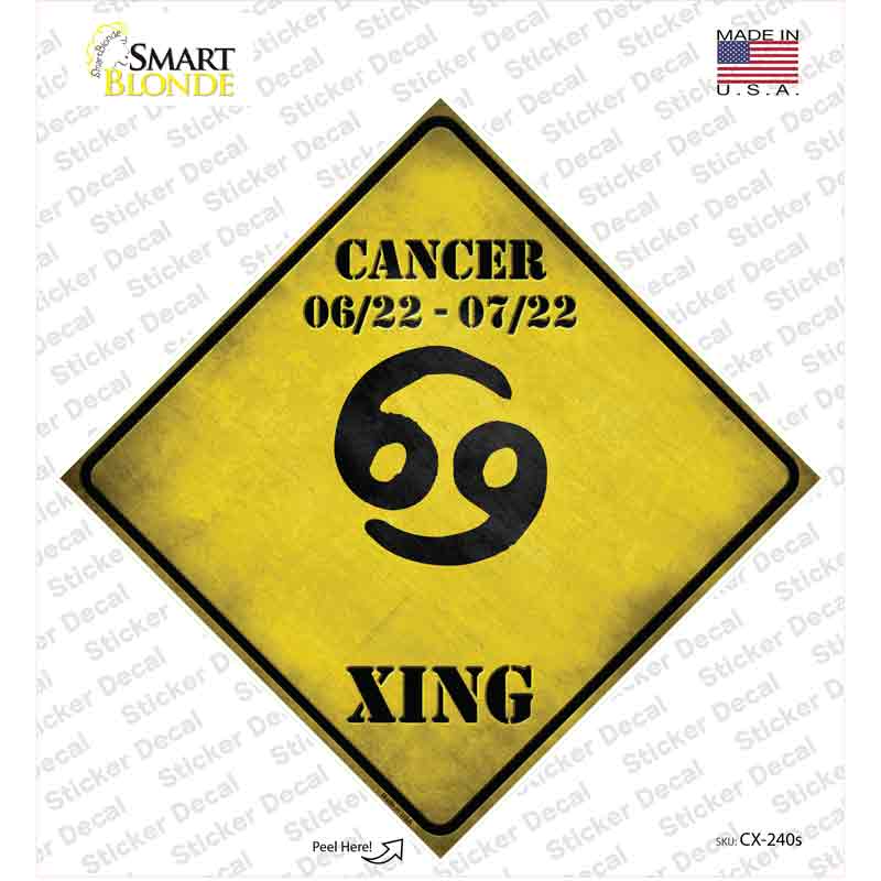 Cancer Zodiac Symbol Xing Novelty Diamond Sticker Decal