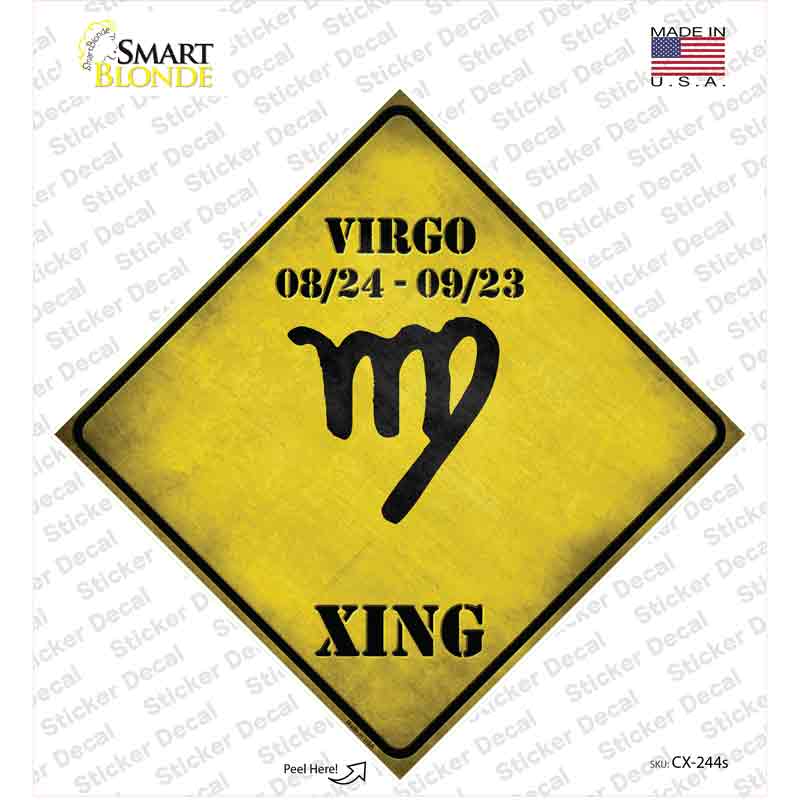 Virgo Zodiac Symbol Xing Novelty Diamond Sticker Decal