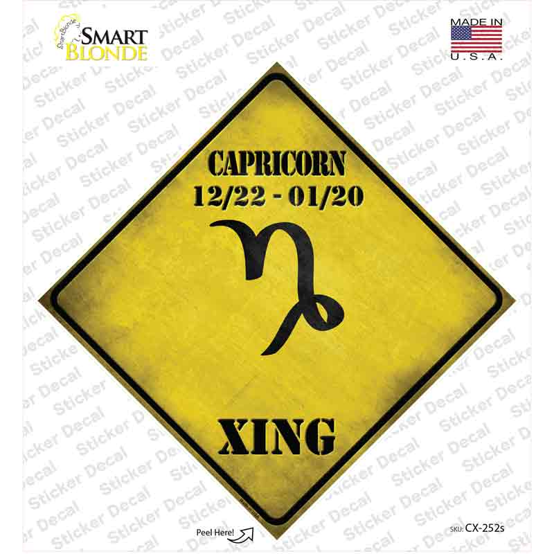Capricorn Zodiac Symbol Xing Novelty Diamond Sticker Decal
