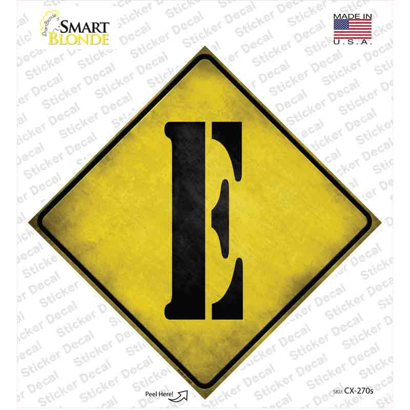 Letter E Xing Novelty Diamond Sticker Decal