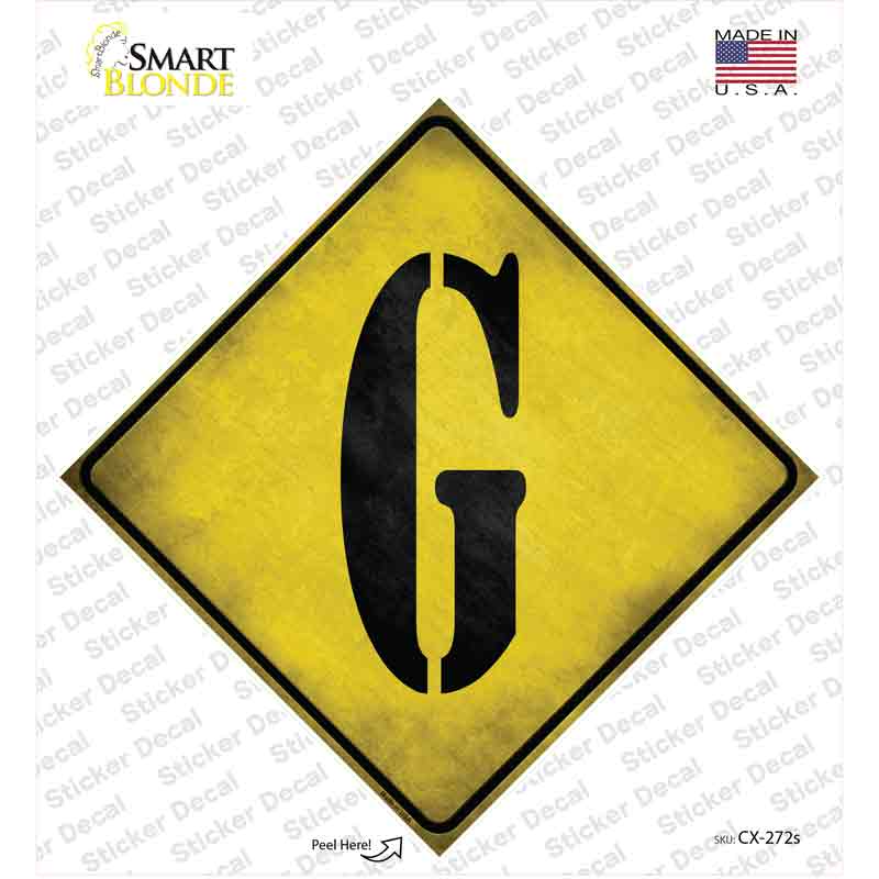 Letter G Xing Novelty Diamond Sticker Decal