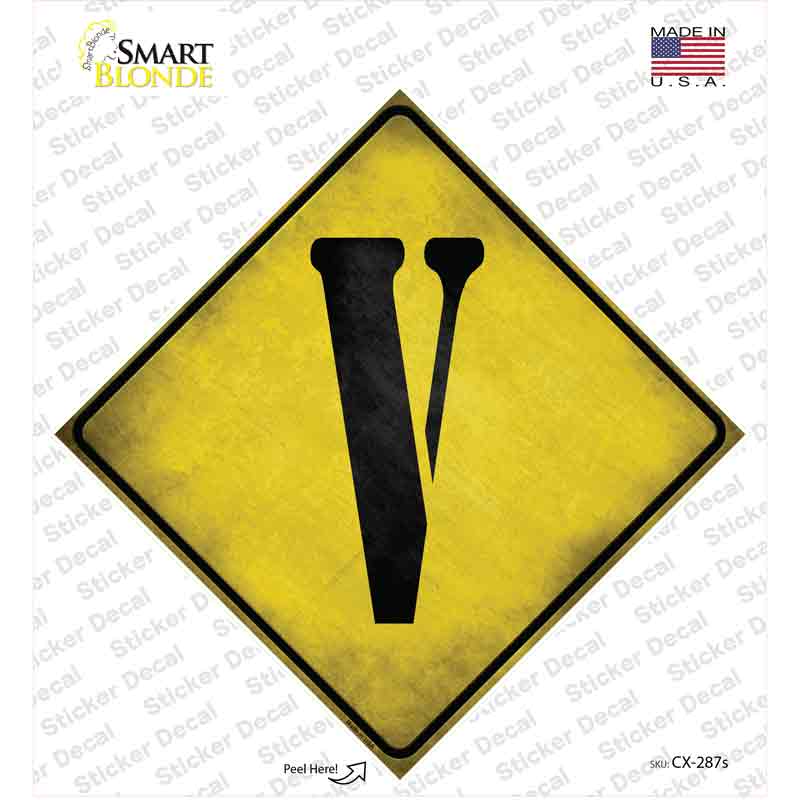 Letter V Xing Novelty Diamond Sticker Decal